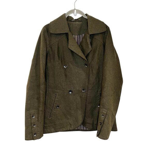 Nau Wool Moto Blazer Jacket Contemporary Double Breasted Twilightcore Green S - Picture 2 of 8